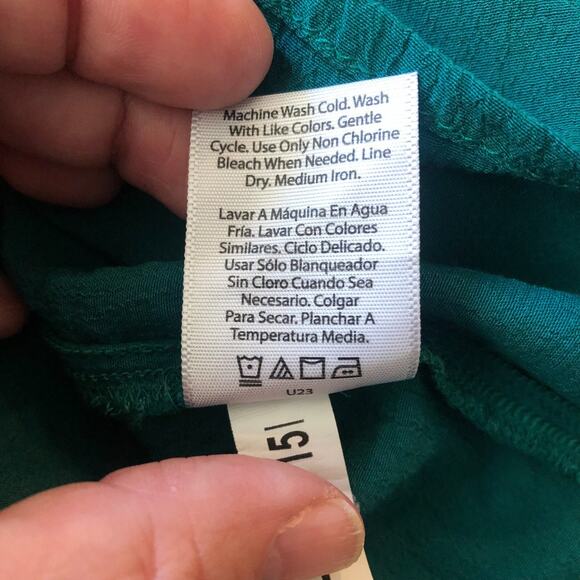 Terra Sky Blouse Size 2XL Green Pleated Peasant Top Boho Cottage Garden Flowy - Picture 6 of 8